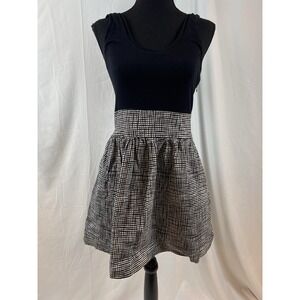 Express Women Skater A-Line Tank Dress Cotton‎ Scoop Neck Black White Size 6